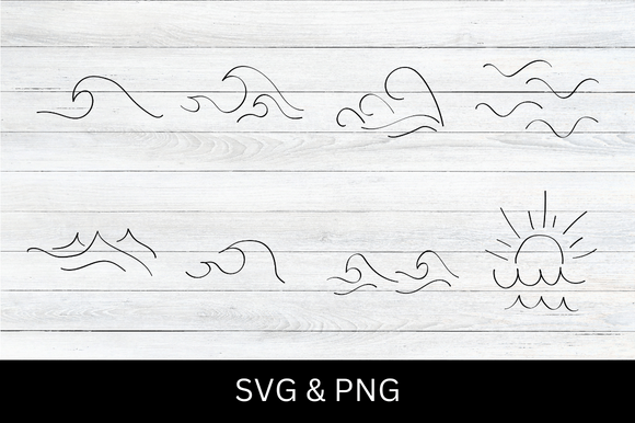 Beach Waves Bundle SVG for Graphics and T-Shirt Designs