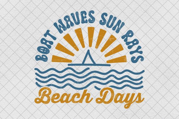 Boat Waves Sun Rays Beach PNG for Graphics & T-Shirt Designs