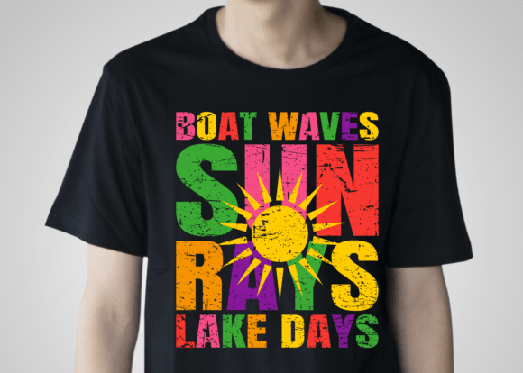 Boat Waves Sun Rays Lake Days Summer Graphics