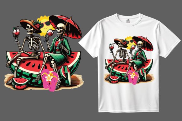 Bust Skeleton Summer T Shirt Design 10