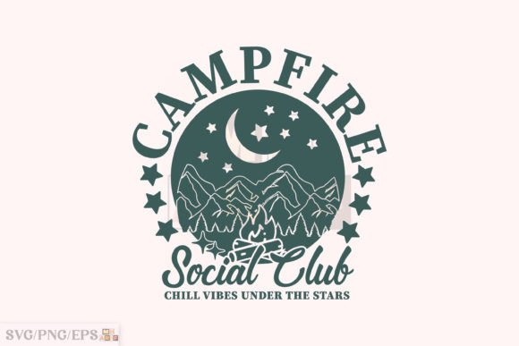 Campfire Social Club PNG, Camping Summer Graphics