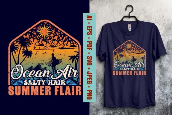 Ocean Air, Salty Hair T-Shirt Design