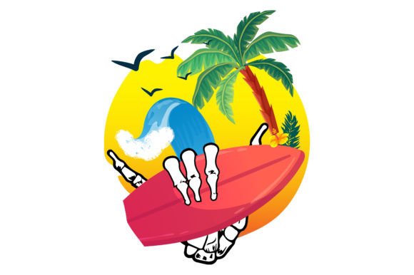 Skeleton Summer Graphics for T-Shirt Designs