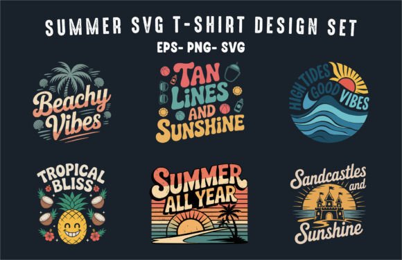 Summer Beach SVG T-shirt Design Bundle