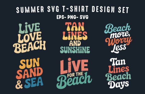 Summer Beach SVG T-shirt Design Set