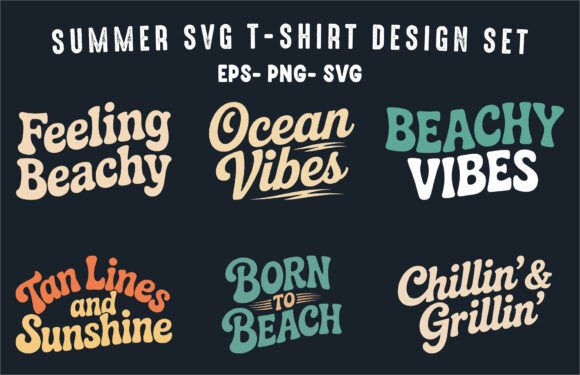 Summer Day SVG T-Shirt Design Vector Set