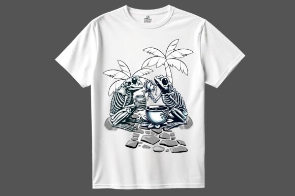 Summer Skeleton Frog T Shirt Design