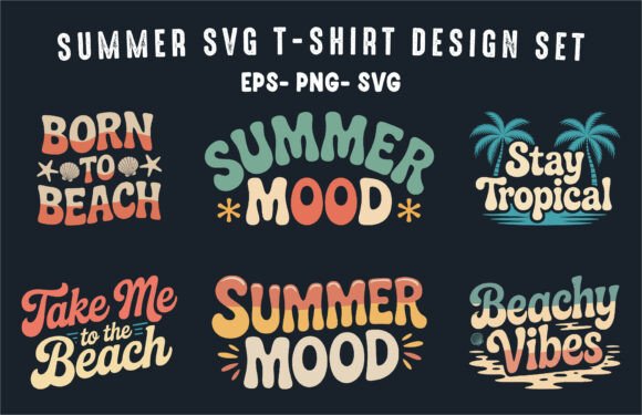 Summer SVG T-Shirt Design Clipart Set
