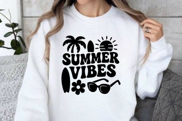 Summer Vibes Retro T-shirt Design: Graphics & Illustrations for Branding
